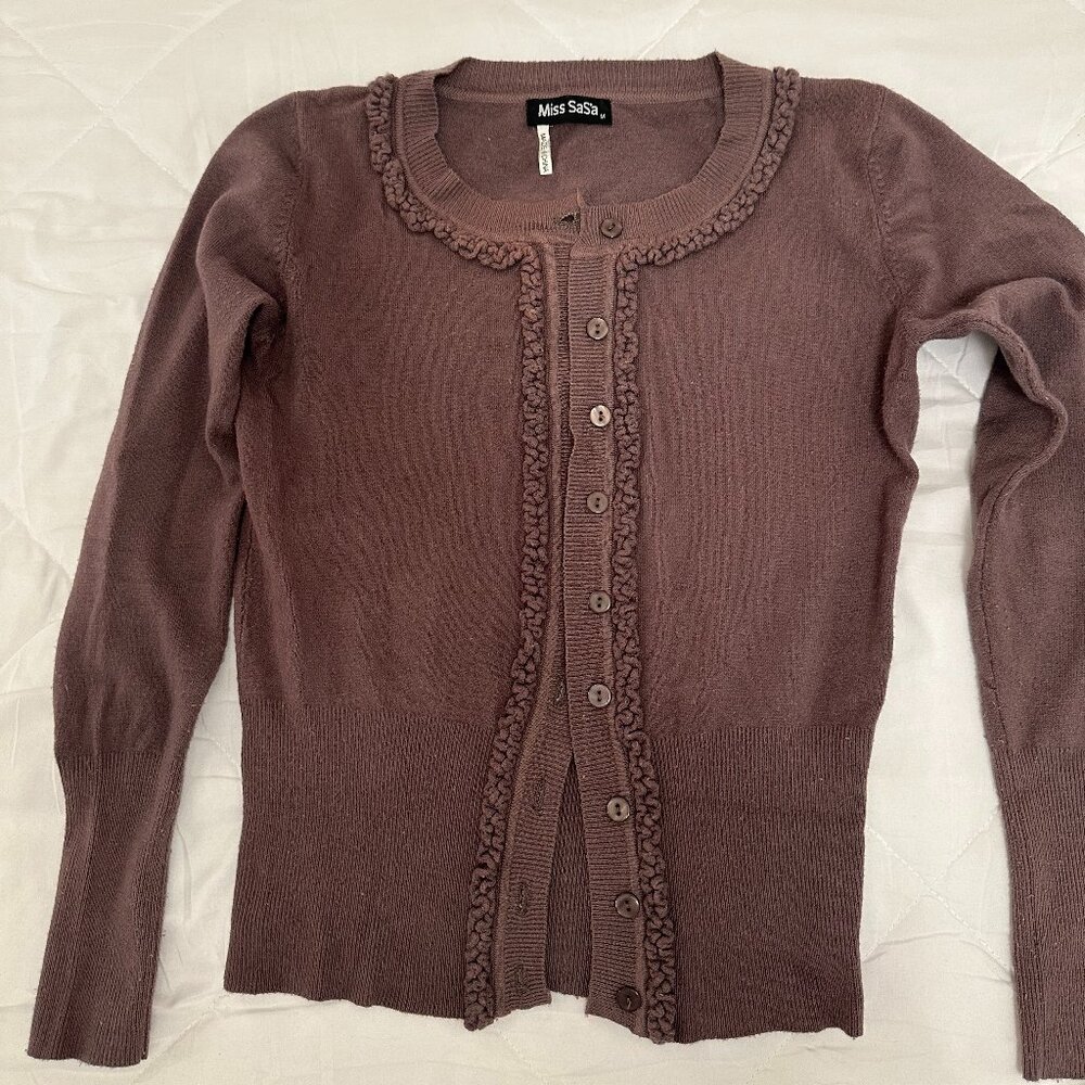 Miss SaS'a Brown Ruffled Cardigan